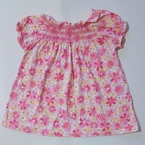 OshKosh B'gosh Pink Floral Blouse With Khaki Shorts Set